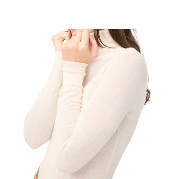 J.Crew Wool Blend Soft Ribbed Turtleneck Sweater Cream Size XL Minimalist Quiet - Picture 8 of 15